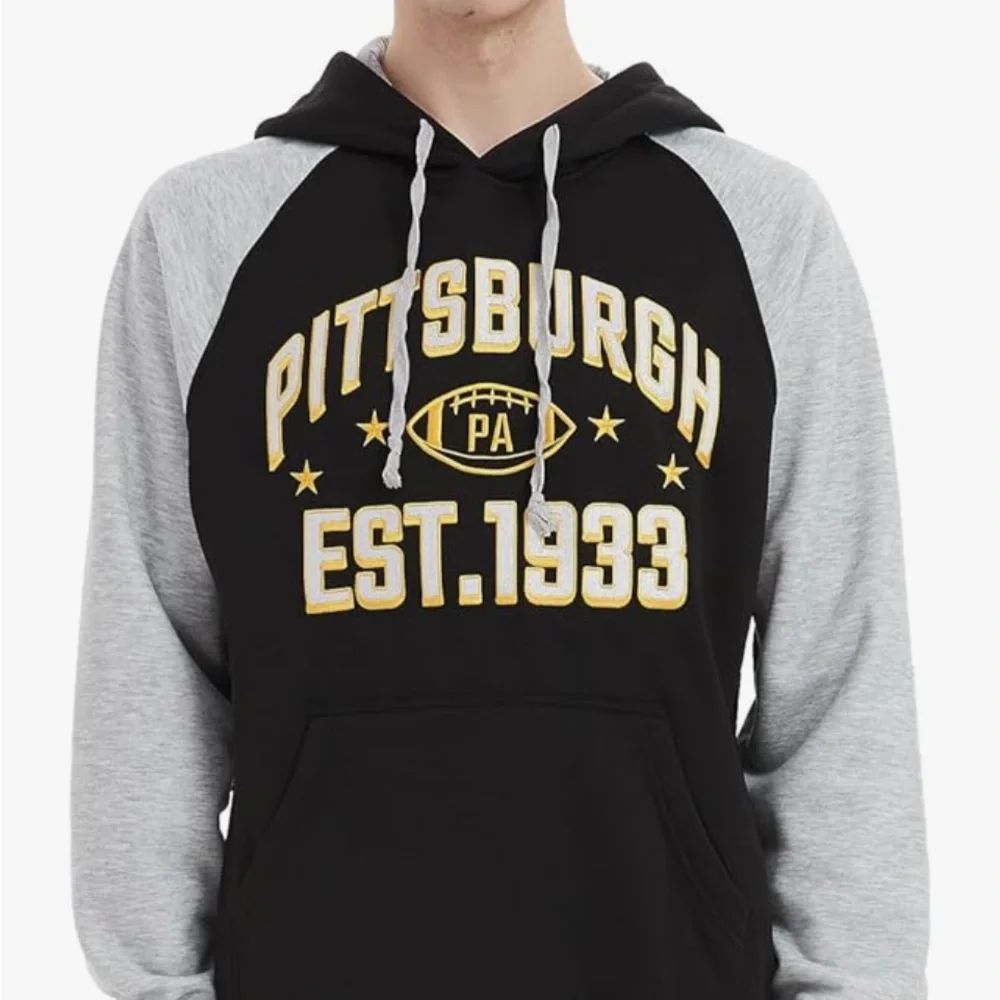 Pittsburgh Black and Gray Men's Hoodie